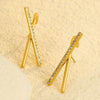 Highend Vintage Style Stainless Steel Earrings Plated With 18K And Inlaid With Zircon