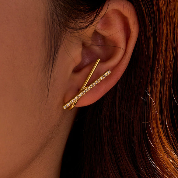 Highend Vintage Style Stainless Steel Earrings Plated With 18K And Inlaid With Zircon