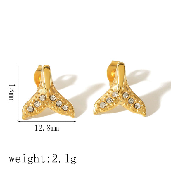 Highgrade Butterfly Pearl Earrings Titanium Steel With The Crown Pattern Electroplated