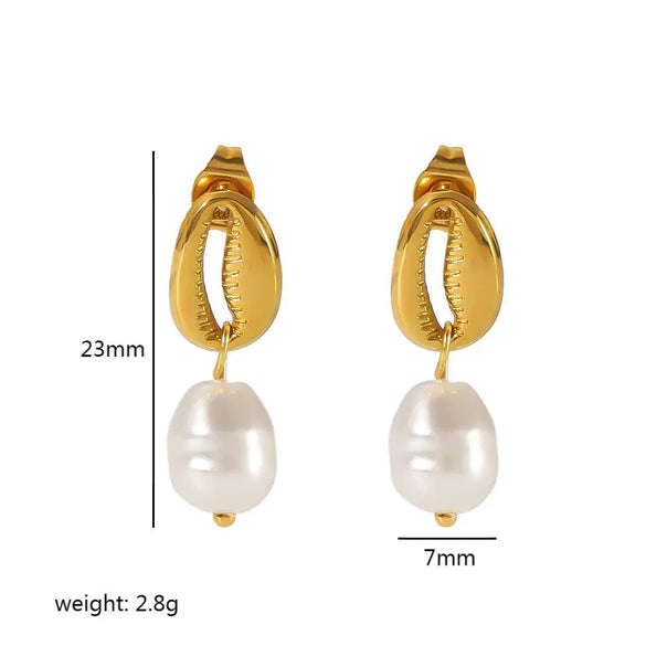 Highgrade Butterfly Pearl Earrings Titanium Steel With The Crown Pattern Electroplated