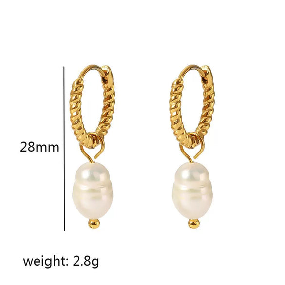 Highgrade Butterfly Pearl Earrings Titanium Steel With The Crown Pattern Electroplated