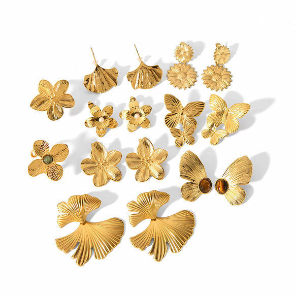 Highgrade Butterfly Pearl Earrings Titanium Steel With The Crown Pattern Electroplated