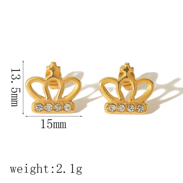 Highgrade Butterfly Pearl Earrings Titanium Steel With The Crown Pattern Electroplated