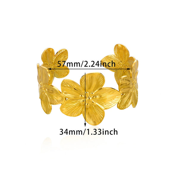Highgrade Stainless Steel Plants And Flowers Opening Bracelet With Electroplating Treatment For Women
