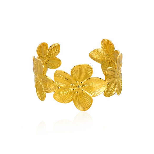 Highgrade Stainless Steel Plants And Flowers Opening Bracelet With Electroplating Treatment For Women