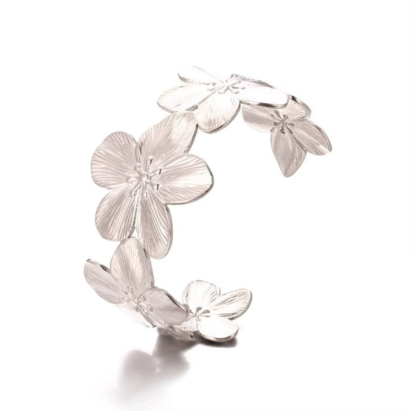 Highgrade Stainless Steel Plants And Flowers Opening Bracelet With Electroplating Treatment For Women