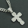Hip Hop Alloy Cross Pendant Cuban Chain Necklace For Men With Diamond And Geometric Design