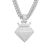 Hip Hop Alloy Crown Diamond Pendant Necklace With Cuban Chain