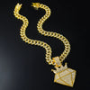 Hip Hop Alloy Crown Diamond Pendant Necklace With Cuban Chain