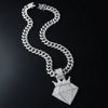 Hip Hop Alloy Crown Diamond Pendant Necklace With Cuban Chain