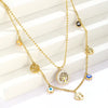 Wholesale Jewelry Hip-Hop Cool Style Devil'S Eye 304 Stainless Steel Plating Double Layer Necklaces