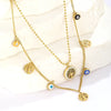 Wholesale Jewelry Hip-Hop Cool Style Devil'S Eye 304 Stainless Steel Plating Double Layer Necklaces