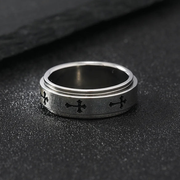 Hip-Hop Cross 304 Stainless Steel Unisex Rings
