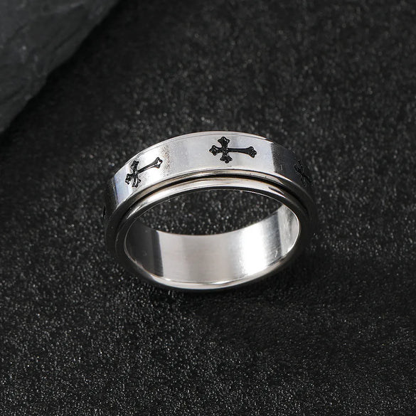 Hip-Hop Cross 304 Stainless Steel Unisex Rings