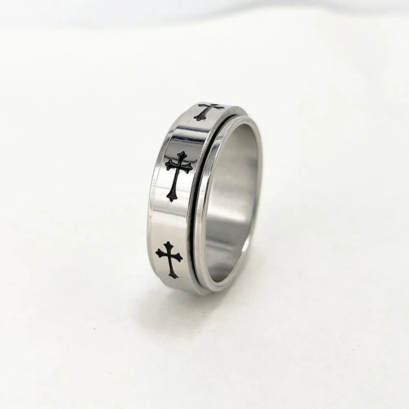 Hip-Hop Cross 304 Stainless Steel Unisex Rings