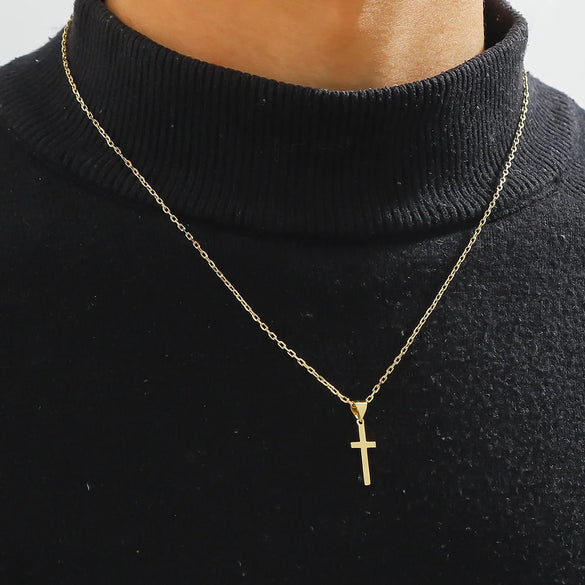 Hip-Hop Cross Copper Plating Gold Plated Pendant Necklace