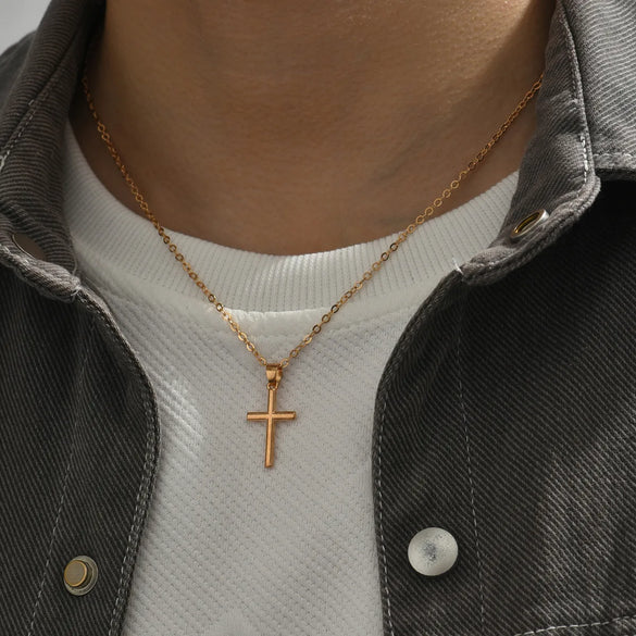 Hip-Hop Cross Copper Plating Gold Plated Pendant Necklace