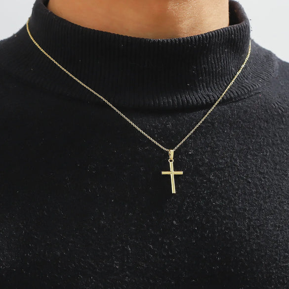 Hip-Hop Cross Copper Plating Gold Plated Pendant Necklace