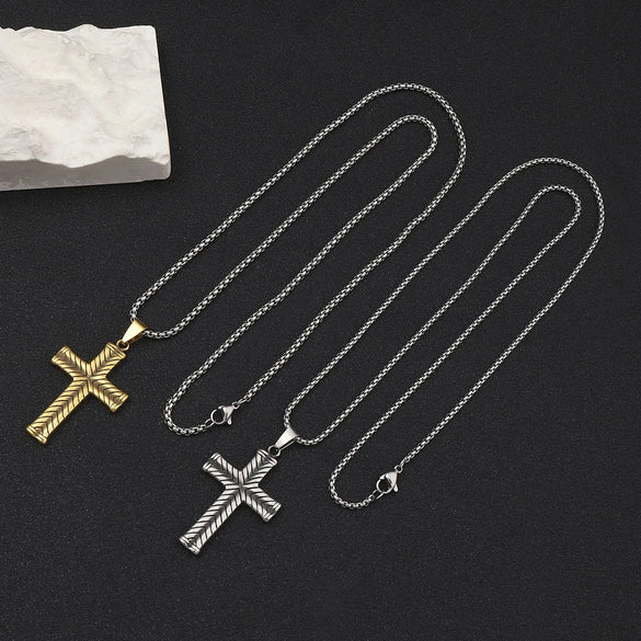 Hip-Hop Cross 201 Stainless Steel Polishing 18K Gold Plated Men'S Pendant Necklace