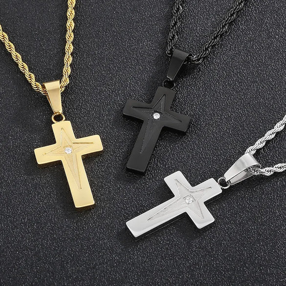 Hip-Hop Cross Solid Color Stainless Steel Plating 18K Gold Plated Charms