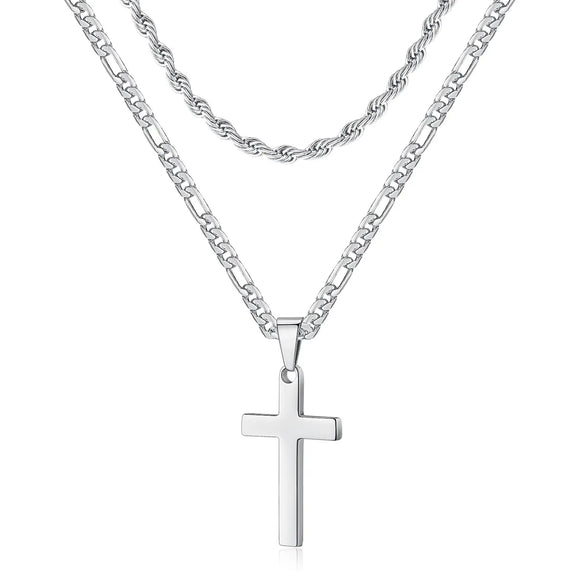 Hip-Hop Cross Stainless Steel Titanium Steel Polishing Unisex Necklace Men Pendant Necklaces