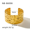 Hip Hop Exaggerated Hammer Simple Wide Open Titanium Steel Bracelet With 14K Gold Electroplating