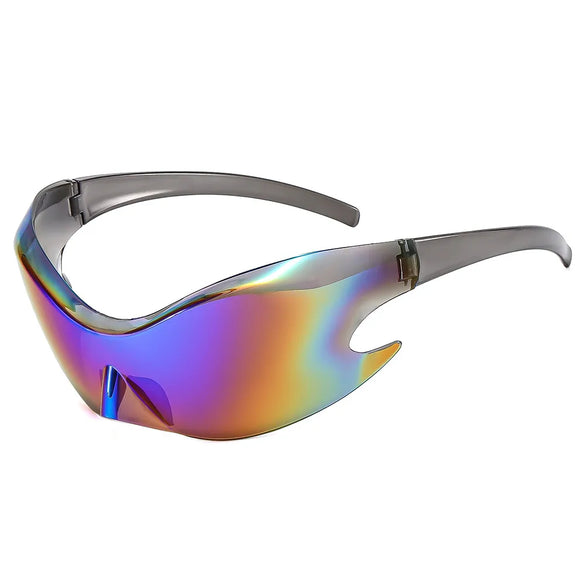 Hip-Hop Exaggerated Punk Geometric Pc Oval Frame Frameless Men'S Sunglasses