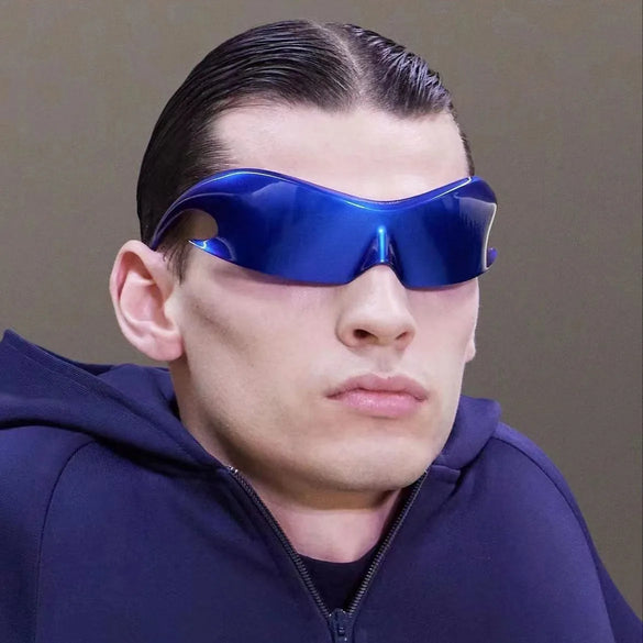 Hip-Hop Exaggerated Punk Geometric Pc Oval Frame Frameless Men'S Sunglasses