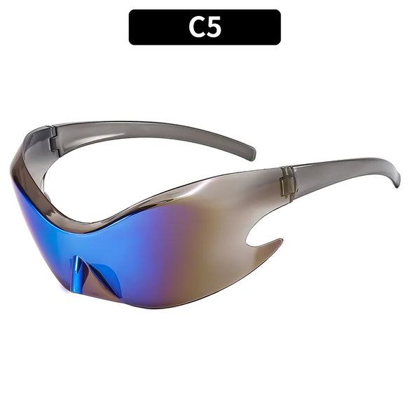 Hip-Hop Exaggerated Punk Geometric Pc Oval Frame Frameless Men'S Sunglasses