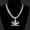 Hip-Hop Exaggerated Rock Crown Muscle Grimace Alloy Inlay Rhinestones Unisex Pendant Necklace