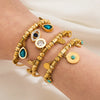 Hip-Hop Eye Stainless Steel Gold Plated Turquoise Zircon Bracelets 1 Piece