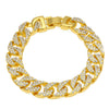 Hip Hop Geometric Alloy Cuban Chain Necklace And Bracelet Set With Diamond Look Inlay Gold And Silver Thick Statement Jewelry For Men And Unisex