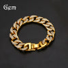 Hip Hop Geometric Alloy Cuban Chain Necklace And Bracelet Set With Diamond Look Inlay Gold And Silver Thick Statement Jewelry For Men And Unisex