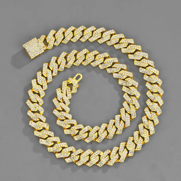 Hip-Hop Geometric Alloy Inlay Rhinestones Unisex Necklace