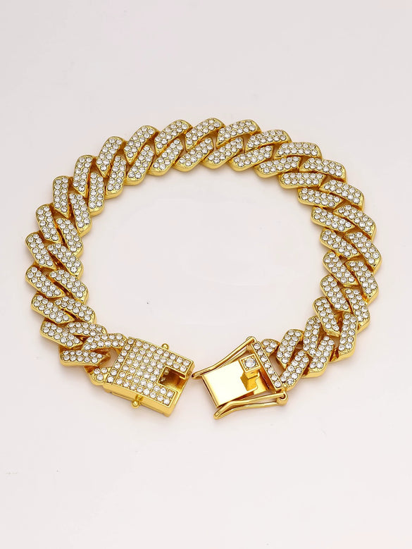 Hip Hop Geometric Rhombus Full Diamond Cuban Chain Necklace Fashion Unisex Statement Jewelry