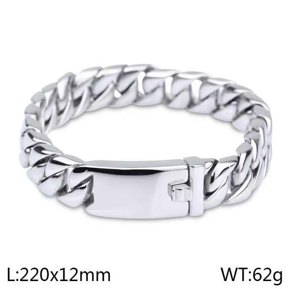 Hip-Hop Geometric Solid Color 304 Stainless Steel 18K Gold Plated Men'S Bracelets Necklace