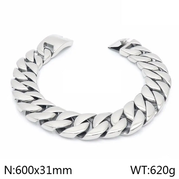 Hip-Hop Geometric Solid Color 304 Stainless Steel 18K Gold Plated Men'S Bracelets Necklace