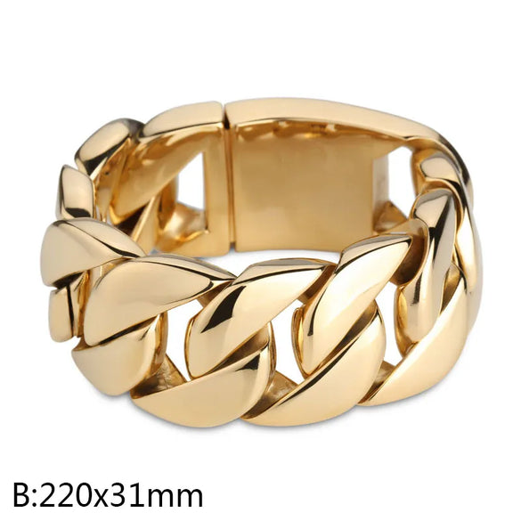Hip-Hop Geometric Solid Color 304 Stainless Steel 18K Gold Plated Men'S Bracelets Necklace