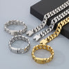 Hip-Hop Geometric Solid Color 304 Stainless Steel 18K Gold Plated Men'S Bracelets Necklace