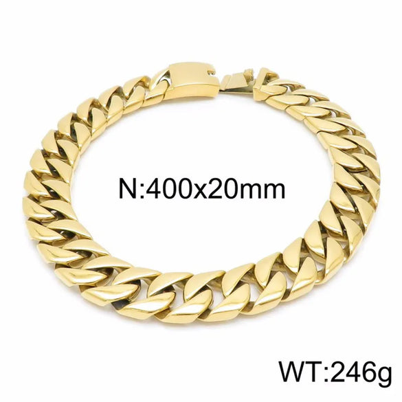 Hip-Hop Geometric Solid Color 304 Stainless Steel 18K Gold Plated Men'S Bracelets Necklace