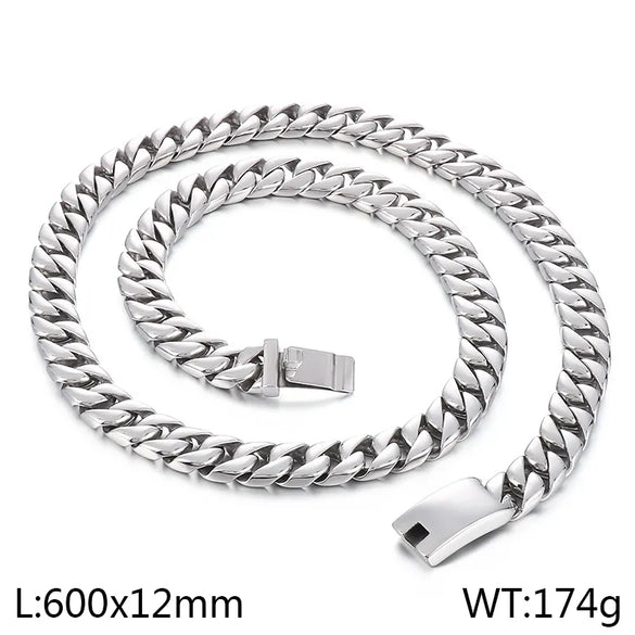 Hip-Hop Geometric Solid Color 304 Stainless Steel 18K Gold Plated Men'S Bracelets Necklace