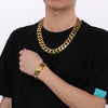 Hip-Hop Geometric Solid Color 304 Stainless Steel 18K Gold Plated Men'S Bracelets Necklace