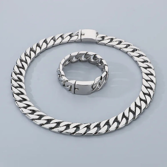 Hip-Hop Geometric Solid Color 304 Stainless Steel 18K Gold Plated Men'S Bracelets Necklace