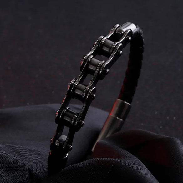Hip-Hop Geometric 304 Stainless Steel Leather Braid 18K Gold Plated Men'S Bracelets