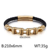 Hip-Hop Geometric 304 Stainless Steel Leather Braid 18K Gold Plated Men'S Bracelets