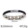 Hip-Hop Geometric 304 Stainless Steel Leather Braid 18K Gold Plated Men'S Bracelets
