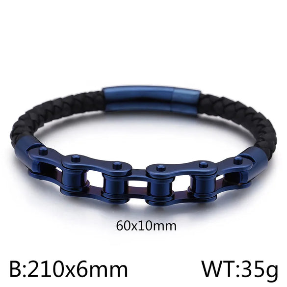 Hip-Hop Geometric 304 Stainless Steel Leather Braid 18K Gold Plated Men'S Bracelets