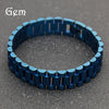 Hip Hop Geometric Stainless Steel Strap Bracelet For Men And Unisex Punk Electroplated Gun Black Watch Chain Style Jewelry