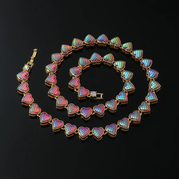 Hip-Hop Heart Shape Alloy Inlay Zircon Men'S Necklace