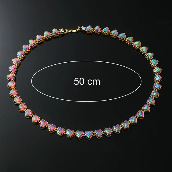 Hip-Hop Heart Shape Alloy Inlay Zircon Men'S Necklace